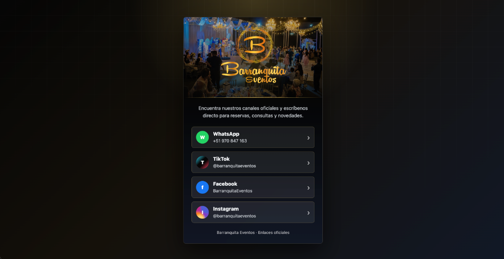 Barranquita Eventos — Hub digital de enlaces y canales oficiales